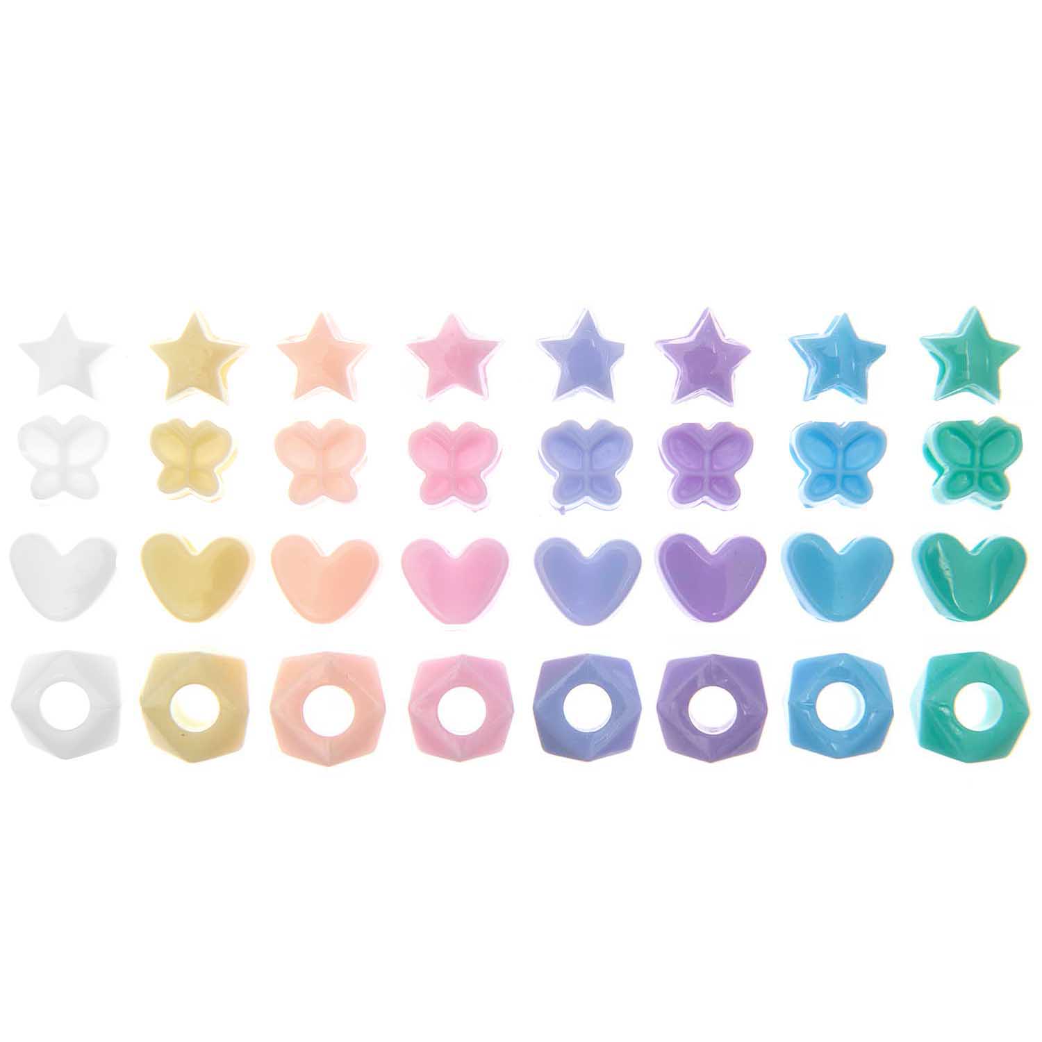Perles-pastels-formes-papillon-etoiles-coeur